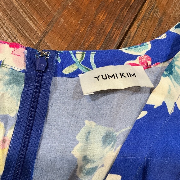 Yumi Kim Liz Silk Romper Blue Multicolor Floral Print LS Women’s Size S SOLD OUT - Picture 5 of 9
